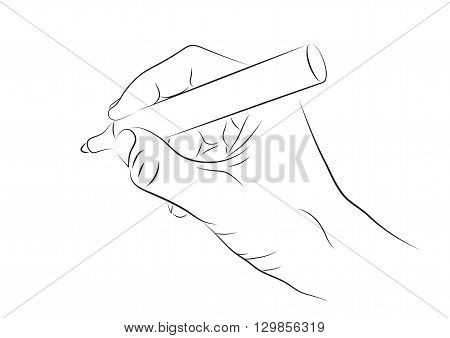 Hand writing with marker. Line art illustration.