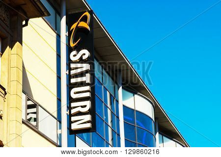 ROSTOCK GERMANY - May 12 2016: Saturn store. Saturn is a German chain of electronics stores