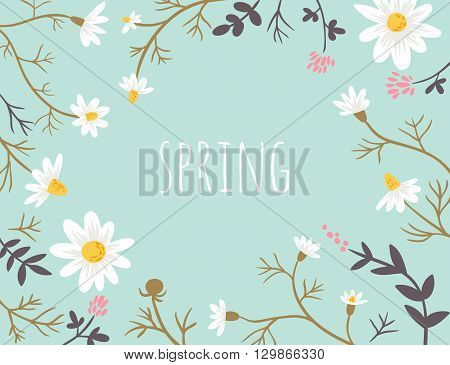 Chamomile. floral background. hand drawn vector illustration