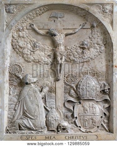 URSBERG, GERMANY - JUNE 09: Crucifixion in the monastery church of St. John in Ursberg, Germany on June 09, 2015.