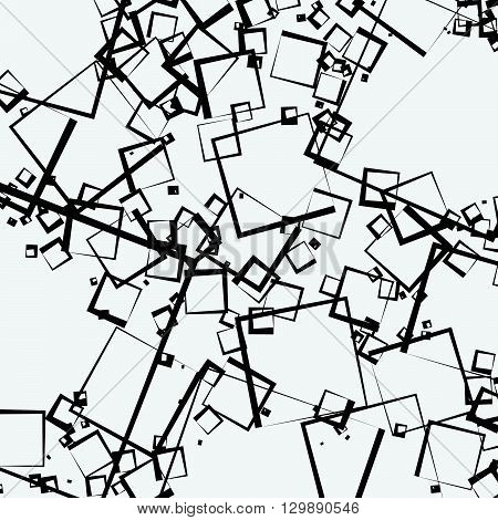 Scattered Squares Abstract Geometric Pattern. Overlapping Rectangular Shapes. Monochrome Artistic Il
