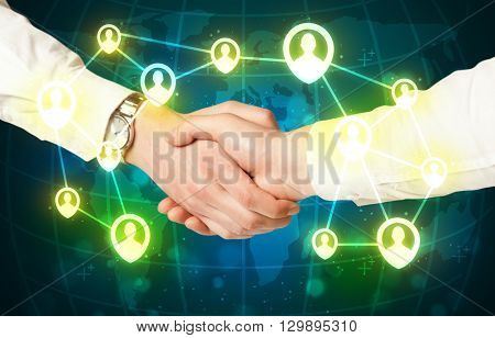 Business handshake, social netwok concept