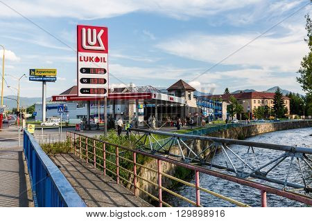 View To The Buildings Near Revuca River In The City Center Of Ruzomberok