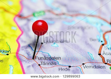 Funasdalen pinned on a map of Sweden