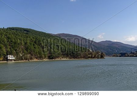 Look toward environment of picturesque  dam and Lozen mountain, Pancharevo, Bulgaria