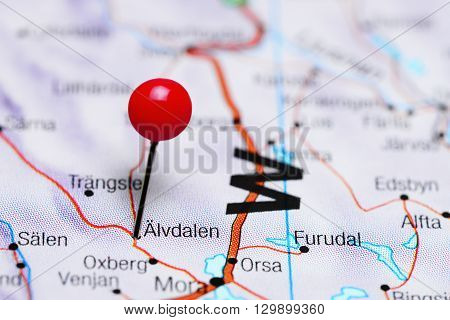 Alvdalen pinned on a map of Sweden