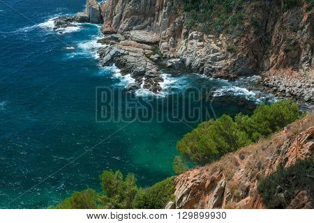 The rocky beach of Costa Brava, Tossa del Mar, Spain