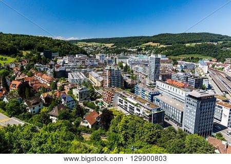View To The New City Part Of Baden In Switzerland
