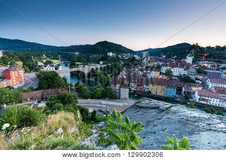 View From Mountain Lagern To The City Of Baden At Sunset