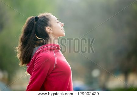 Sporty Woman Breathing Fresh Air