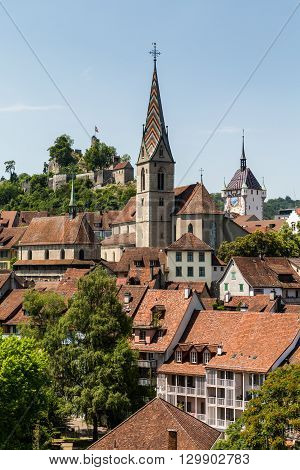 Exterior View From Wettingen Side To The Old Town Part Of The City Of Baden