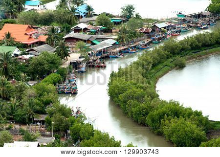 Scenic view of Khao Dang Viewpoint, Sam Roi Yod National park, Phra Chaup Khi Ri Khun Province in Middle of Thailand.