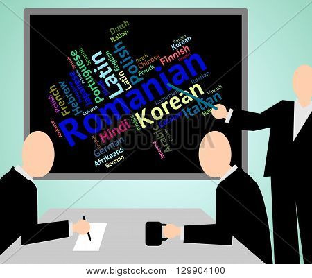 Romanian Language Shows Speech Word And Translator