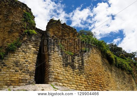 South America Peru Kuelap matched in grandeur only by the Machu Picchu this ruined citadel city in the mountains near Chachapoyas. Main gate
