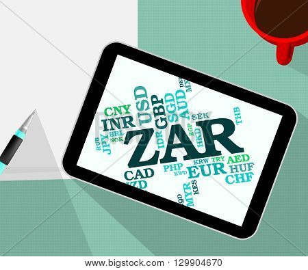 Zar Currency Represents South Africa Rand And Banknotes