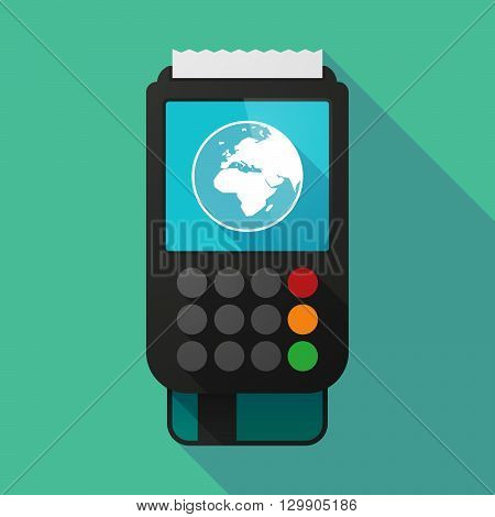 Long Shadow Dataphone With   An Asia, Africa And Europe Regions World Globe