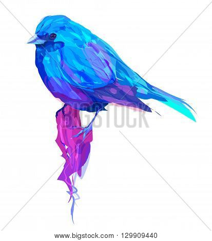 The  exotic bird isolated on white background. Retro design graphic element. This is illustration ideal for a mascot and tattoo or T-shirt graphic. Stock illustration