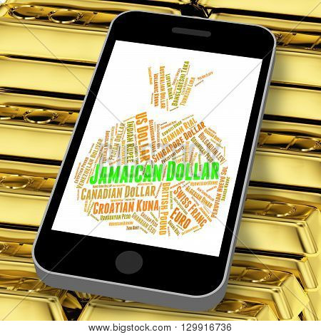 Jamaican Dollar Represents Currency Exchange And Coinage