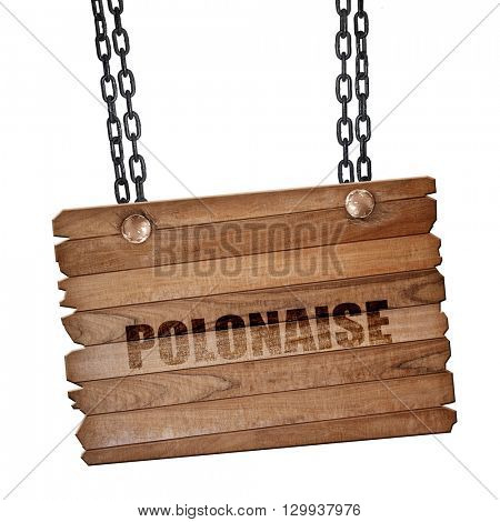 Polish dance, 3D rendering, wooden board on a grunge chain