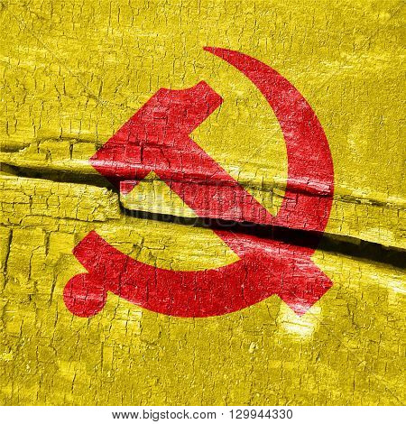 Communist sign with red and yellow colors
