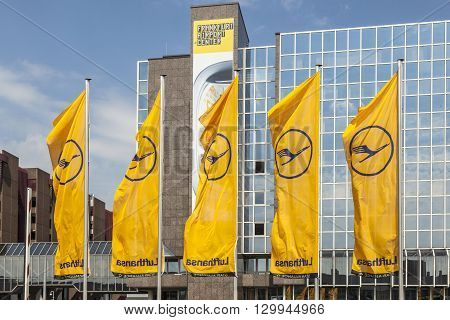 Lufthansa Flag With Lufthansa Symbol, The Crane In Frankfurt
