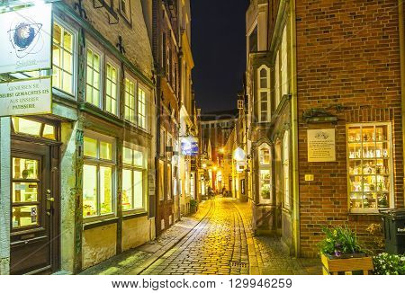 Schnoor Street By Night In Bremen