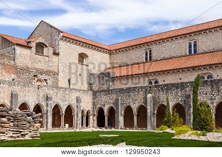 Santarem, Portugal. September 9, 2015: Cloister of the Sao Francisco Convent. 13th century Mendicant Gothic Architecture. Franciscan Religious Order.