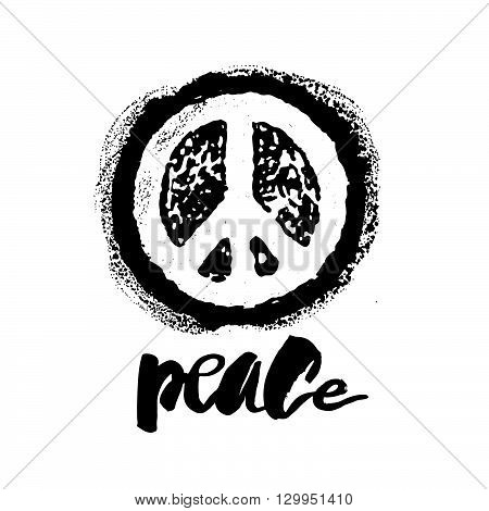 Peace Hand Drawn Linotype Made Symbol.