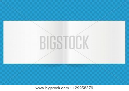 Vector blank magazine spread. Vector landscape orientation empty A4 white paper with shadow. Isolated white paper.
