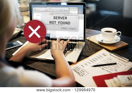 Server Not Found Error Inaccessible Concept
