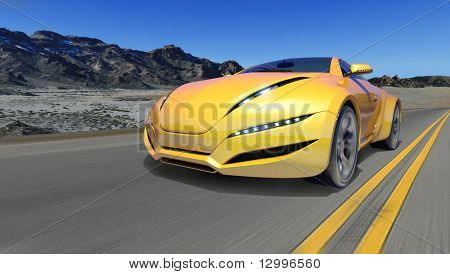 Žluté sportovní auto.  Můj vlastní auto design. Nejsou přidruženy žádné značky.