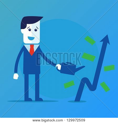 Businessman is watering a tree of money vector eps 10