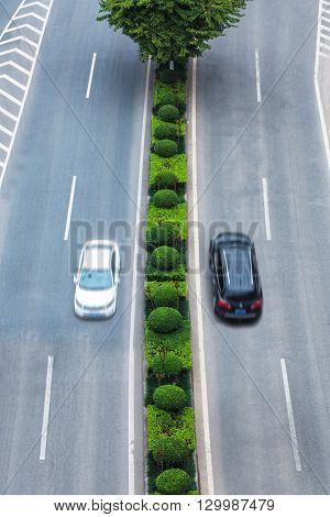 aerial view of road thaffic,chongqing china.