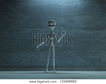 naked gray alien being 3D Render
