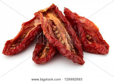 Dried tomatoes isolated on white background cutout