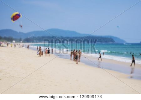 Blur beach island Summer Holiday with people enjoy Outdoor Activity