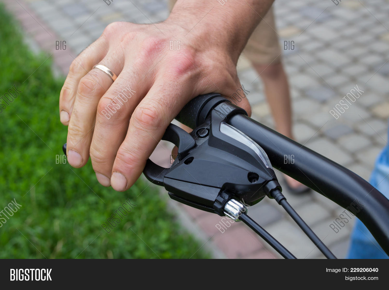 Man Brakes On Bike By Image & Photo (Free Trial) Bigstock