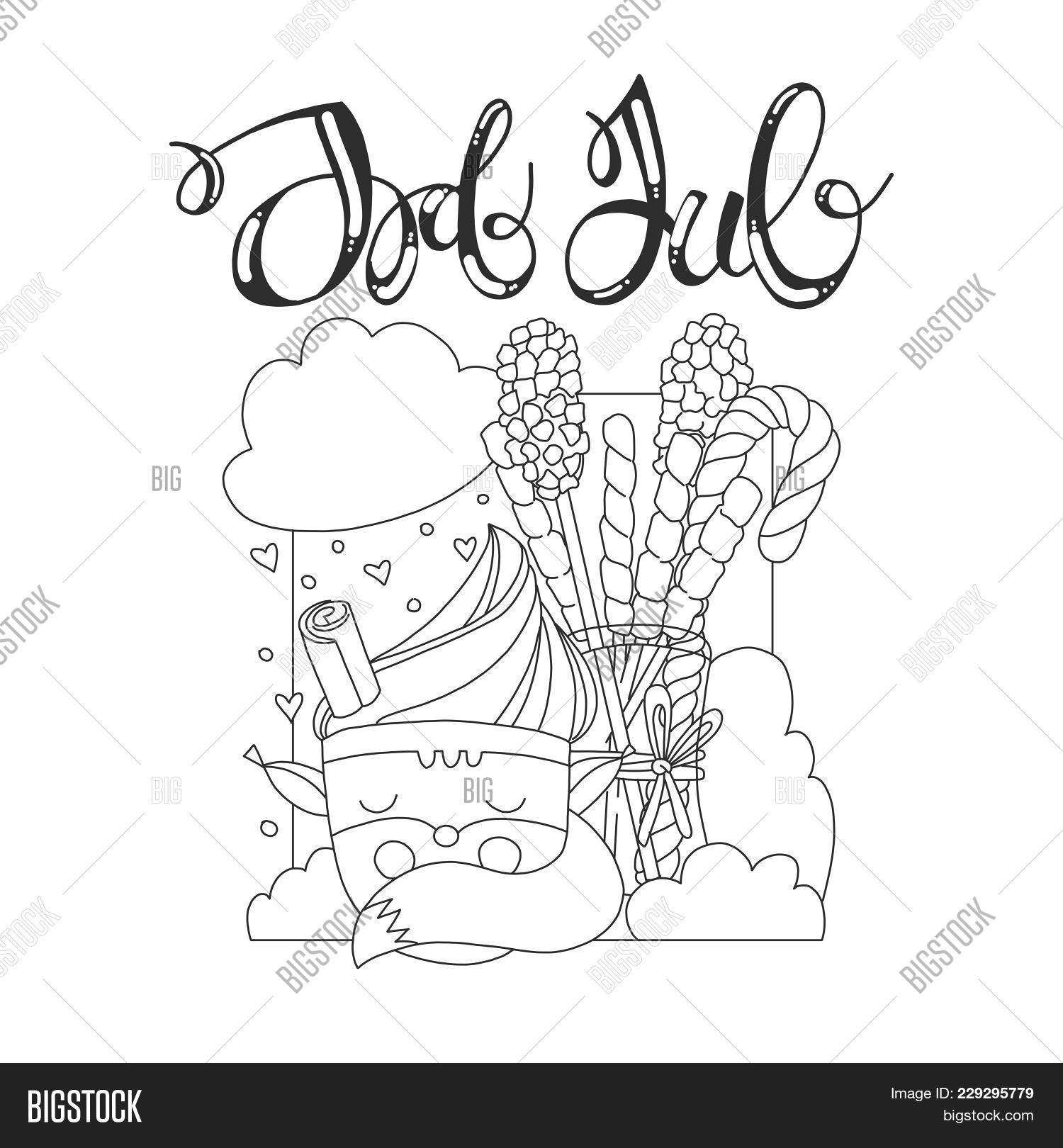 Coloring Page With Christmas Topic Christmas Card With Cartoon Cup In Form Of Fox Coloring Page With Christmas Topic Christmas Card With Cartoon Cup In Form Of Fox