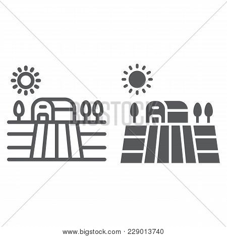Harvest Field Line And Glyph Icon, Farming And Agriculture, Countryside Sign Vector Graphics, A Line