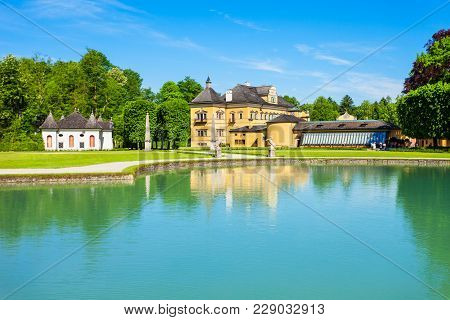 Hellbrunn Palace Or Schloss Hellbrunn In Salzburg, Austria. Hellbrunn Palace Is An Early Baroque Vil