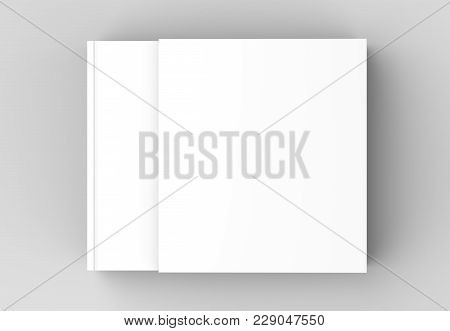 Square Slipcase Book Mock Up Isolated On Soft Gray Background. 3D Illustrating.