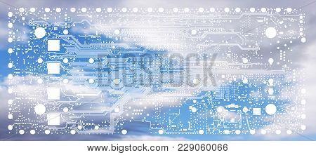 Electronic Embedded System Design Process Pcb Layout Routing Over Blue Sky Background