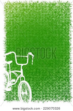 Greensward And White Bicycle Isolate Vector Graphic Design.