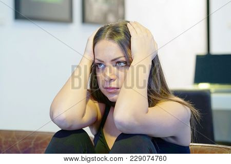 A Lonely Young Woman, She Is Depressed And Separated From Problems In Her Personal Life. The Concept