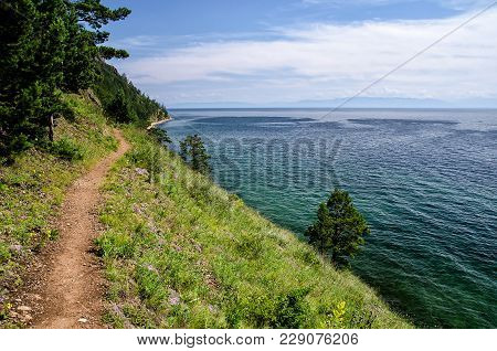 View Above Big Beautiful Lake, Baikal Lake, Siberia, Russia