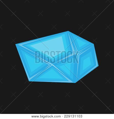 A Small Gem Of Bright Blue On A Black Background. A Blue Stone Tanzanite. Vector Illustration. Beaut