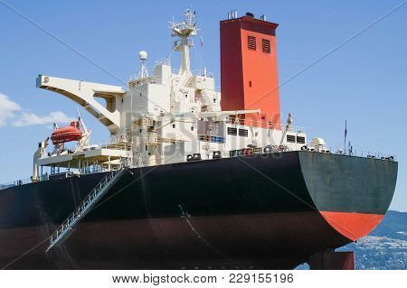Stern Of Ship At Anchor In English Bay, Vancouver, Bc