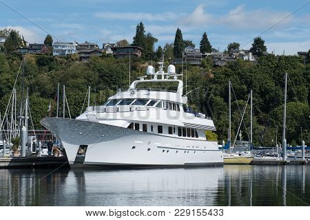 Megayacht At The Dock At Shilshole Marina