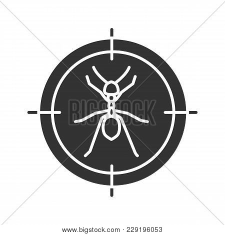 Ants Target Glyph Icon. Insects Repellent. Pest Control. Silhouette Symbol. Negative Space. Vector I