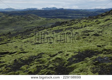 Evening On A Mountain Lakagigar In Iceland